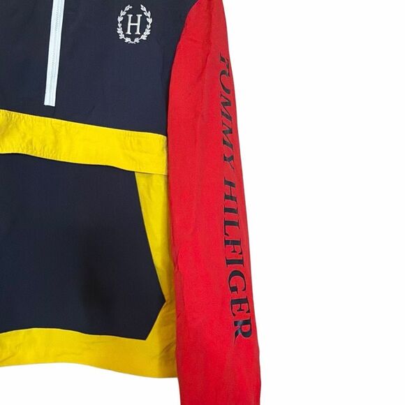 Tommy Hilfiger Colorblock Half-Zip Hooded Windbreaker Jacket Multicolor Large - Picture 6 of 12